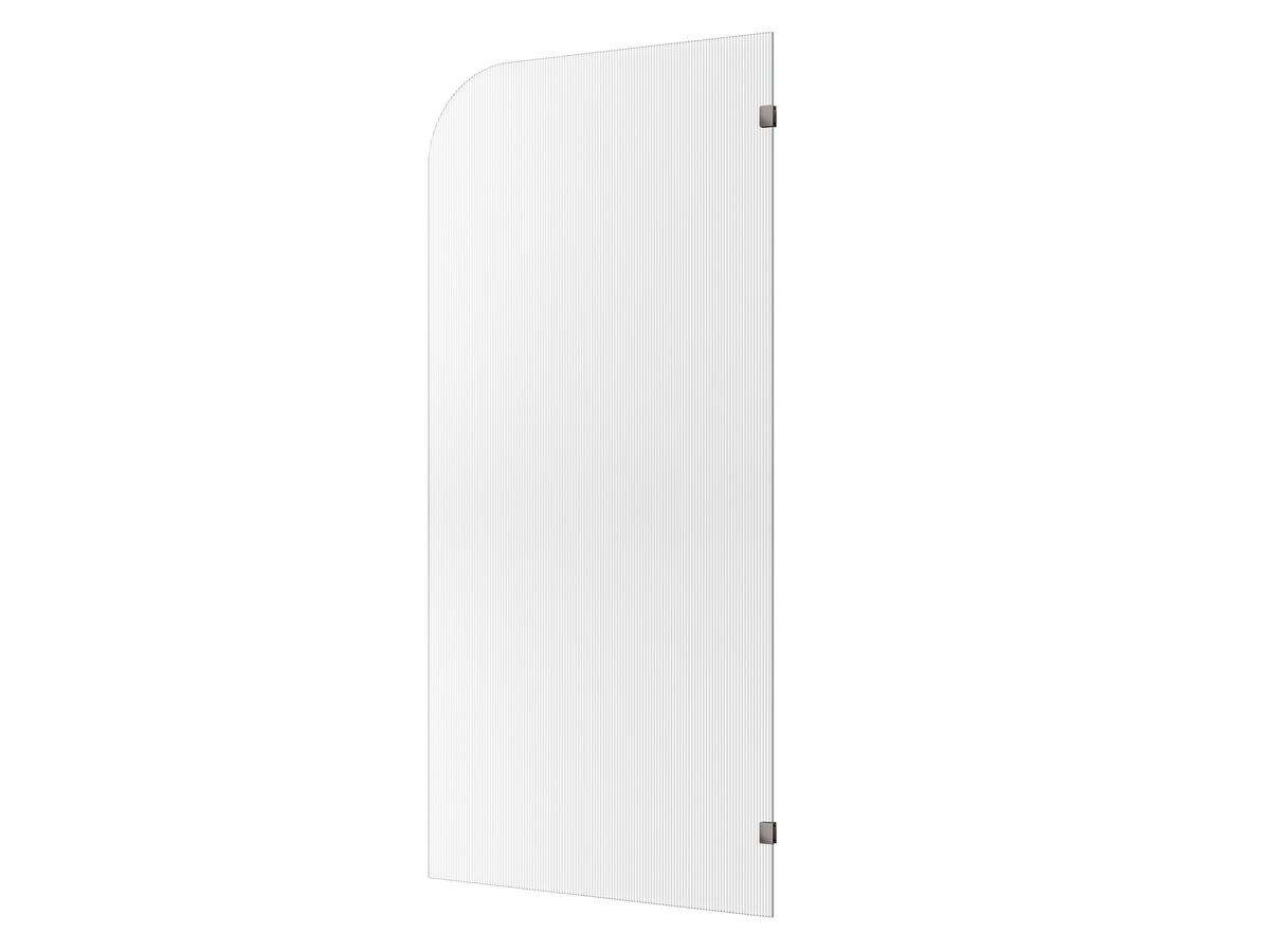 reece Kado Lux Frameless Curved Right Fluted Panel with Wall Clips 1000mm Brushed Gunmetal