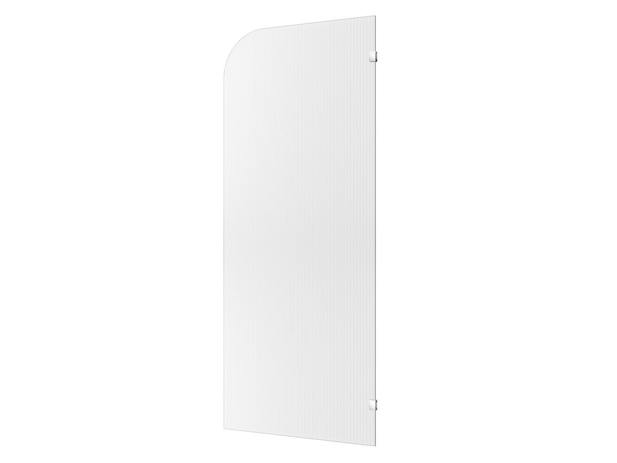 reece Kado Lux Frameless Curved Right Fluted Panel with Wall Clips 900mm Chrome