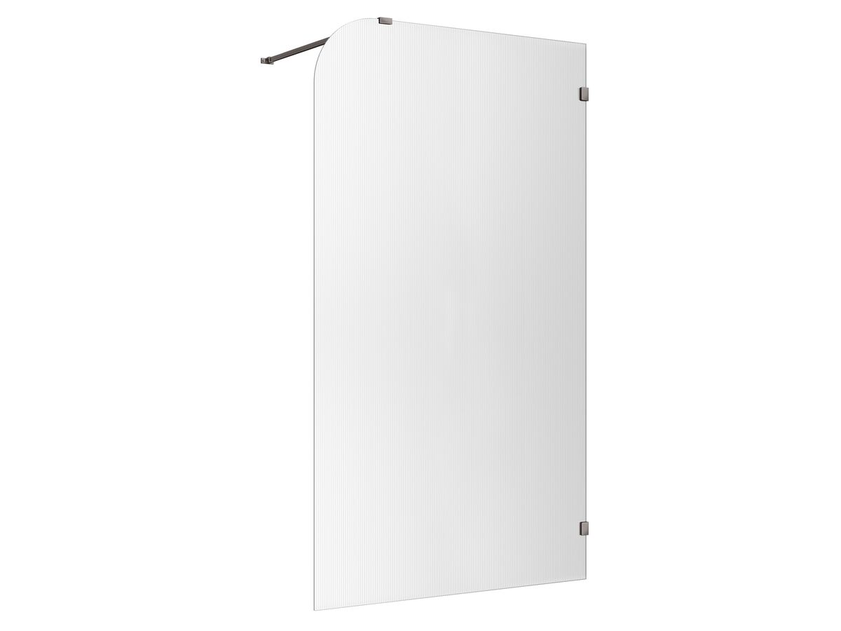 reece Kado Lux Frameless Curved Right Fluted Panel with Wall Clips 1200mm Brushed Gunmetal