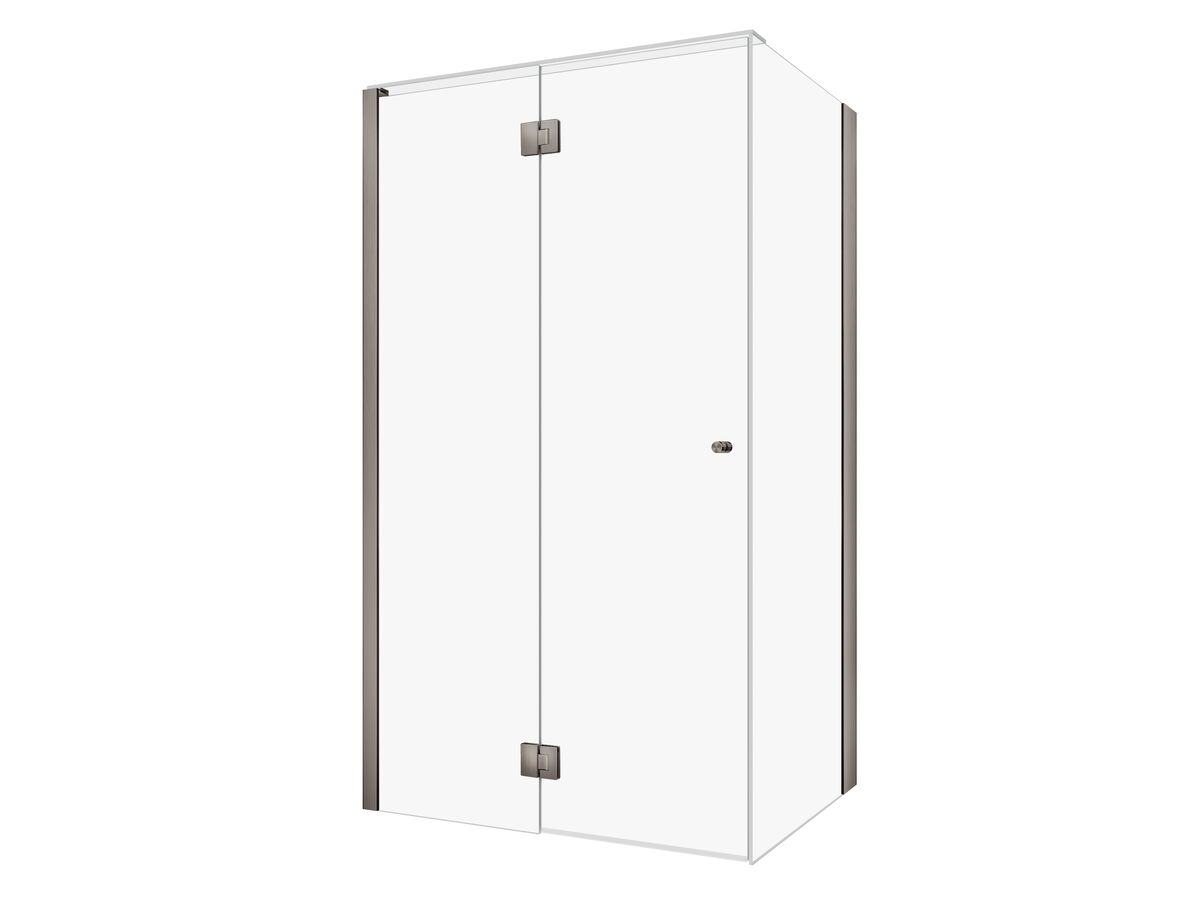 reece Kado Lux Frameless Enclosure with Wall Channel 1200 x 900mm Brushed Gunmetal
