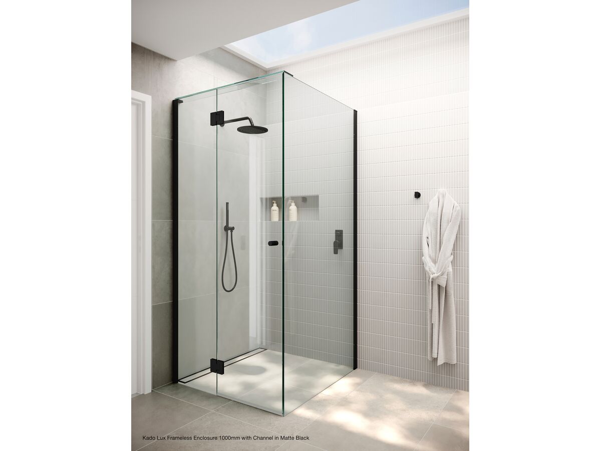 Reece Kado Lux Frameless Enclosure With Wall Channel 900 X 900mm Matte Black