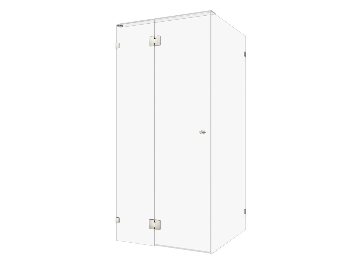 reece Kado Lux Frameless Enclosure with Wall Clips 1000 x 1000mm Brushed Nickel