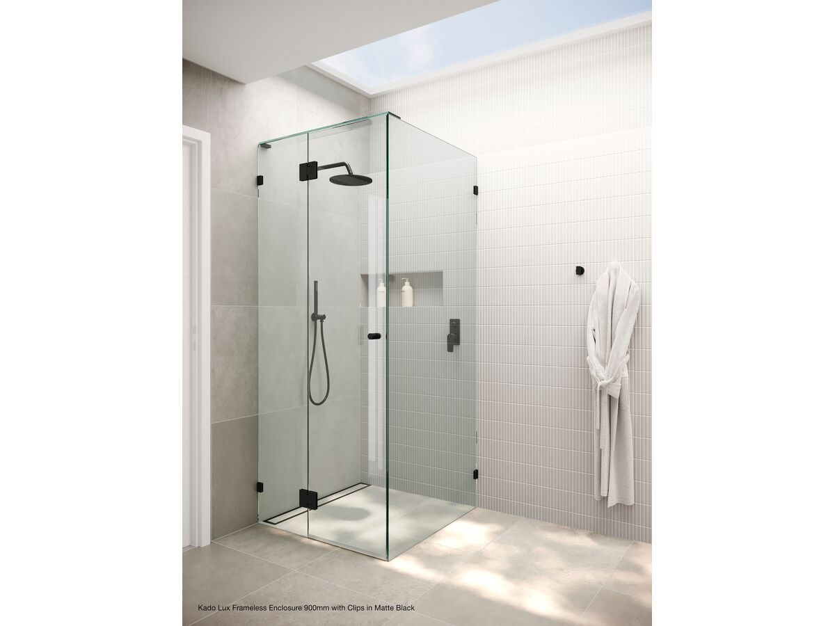 Reece Kado Lux Frameless Enclosure With Wall Clips 1000 X 1000mm Matte Black