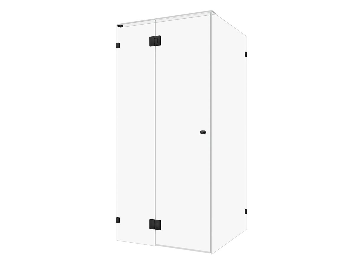 reece Kado Lux Frameless Enclosure with Wall Clips 1000 x 1000mm Matte Black