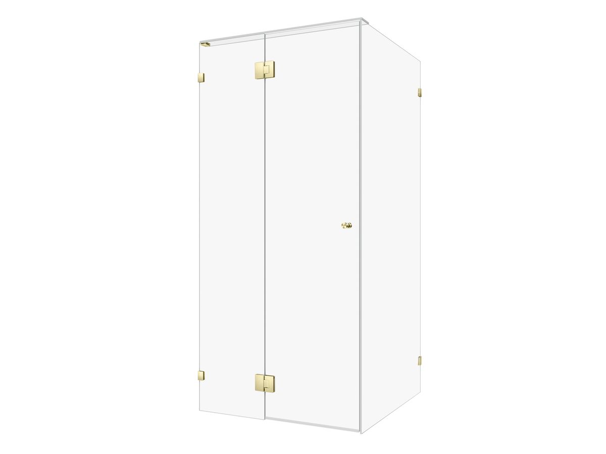 reece Kado Lux Frameless Enclosure with Wall Clips 1000 x 1000mm Brushed Brass