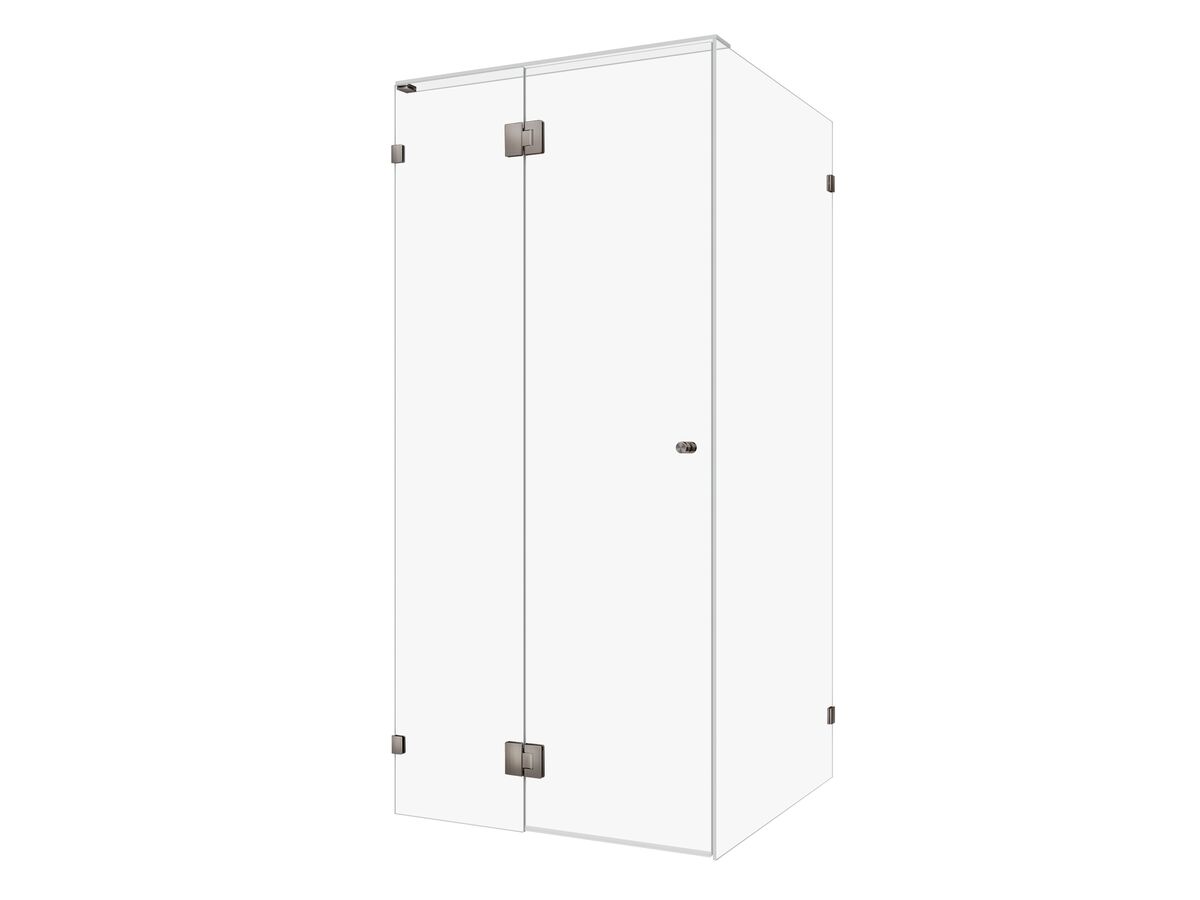 reece Kado Lux Frameless Enclosure with Wall Clips 1000 x 1000mm Brushed Gunmetal