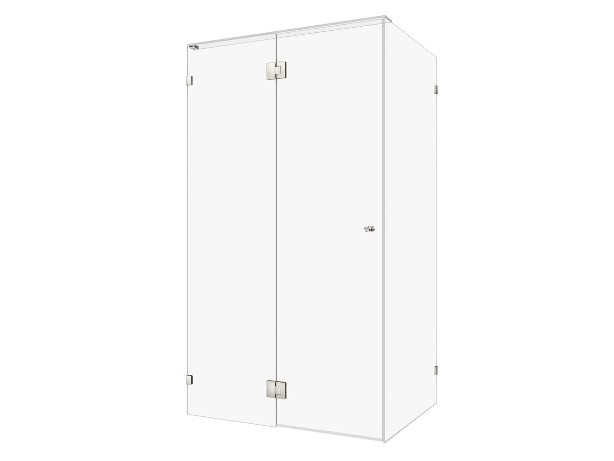 reece Kado Lux Frameless Enclosure with Wall Clips 1200 x 900mm Brushed Nickel