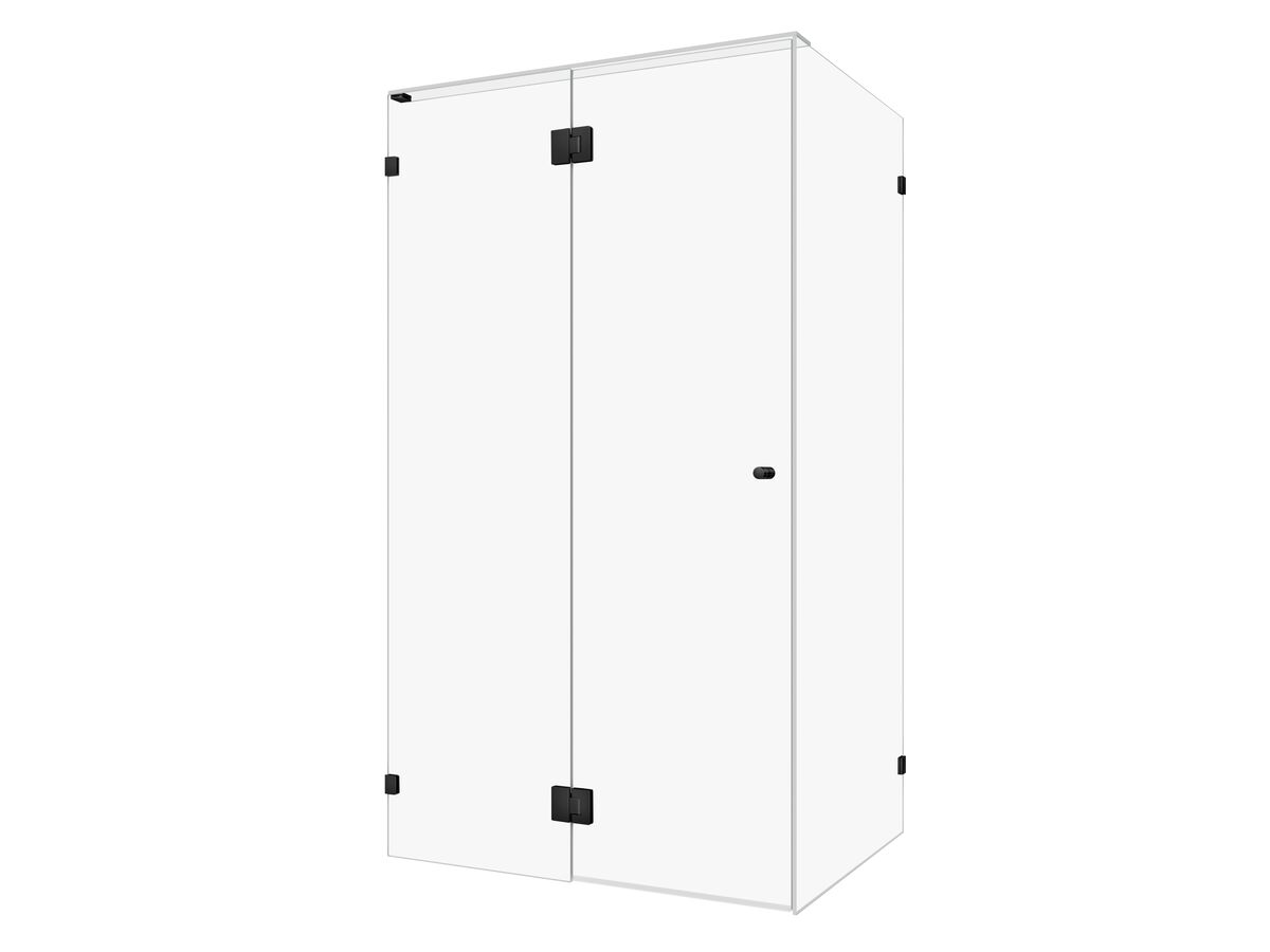 reece Kado Lux Frameless Enclosure with Wall Clips 1200 x 900mm Matte Black