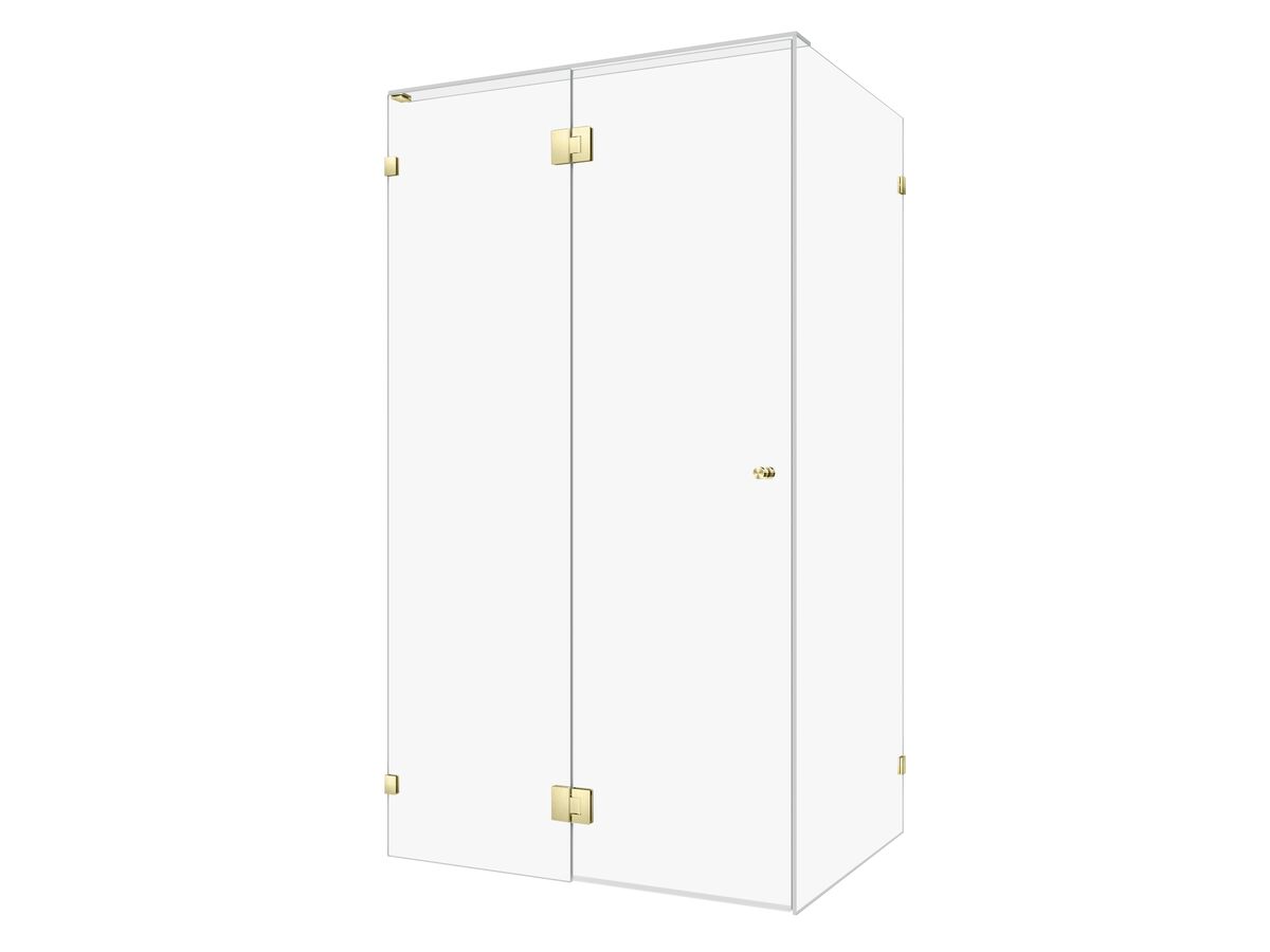 reece Kado Lux Frameless Enclosure with Wall Clips 1200 x 900mm Brushed Brass