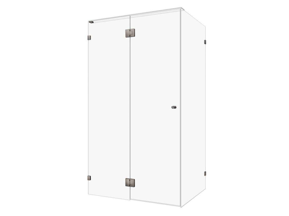 reece Kado Lux Frameless Enclosure with Wall Clips 1200 x 900mm Brushed Gunmetal