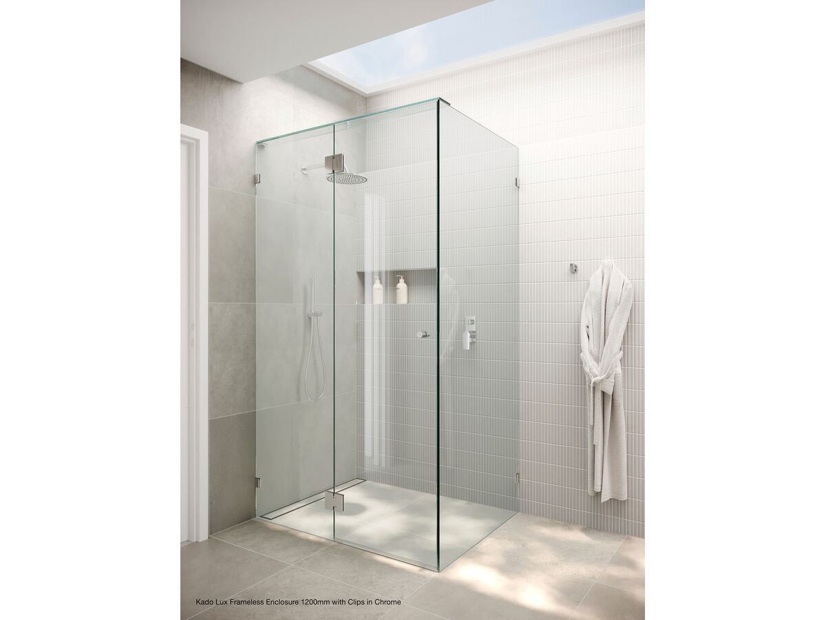 Reece Kado Lux Frameless Enclosure With Wall Clips 900 X 900mm Brushed Brass