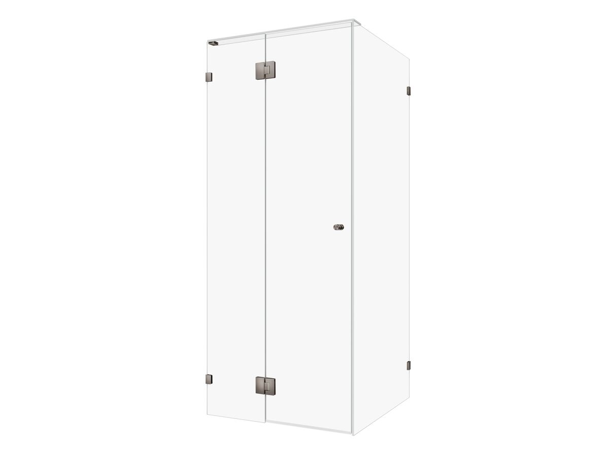 reece Kado Lux Frameless Enclosure with Wall Clips 900 x 900mm Brushed Gunmetal