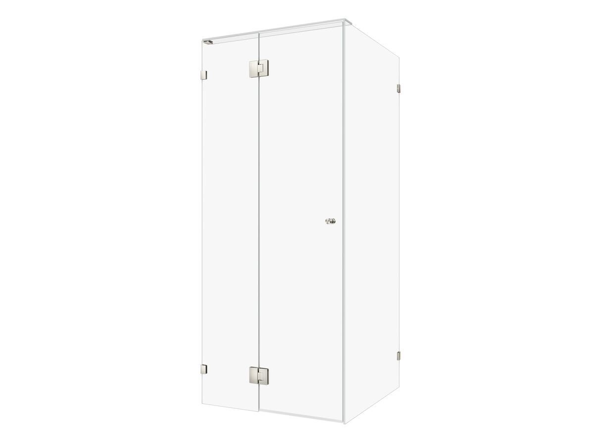 reece Kado Lux Frameless Enclosure with Wall Clips 900 x 900mm Brushed Nickel