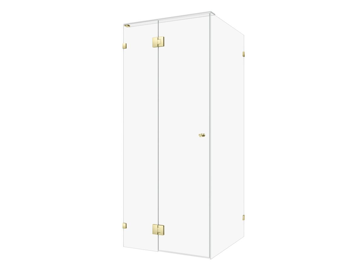 reece Kado Lux Frameless Enclosure with Wall Clips 900 x 900mm Brushed Brass