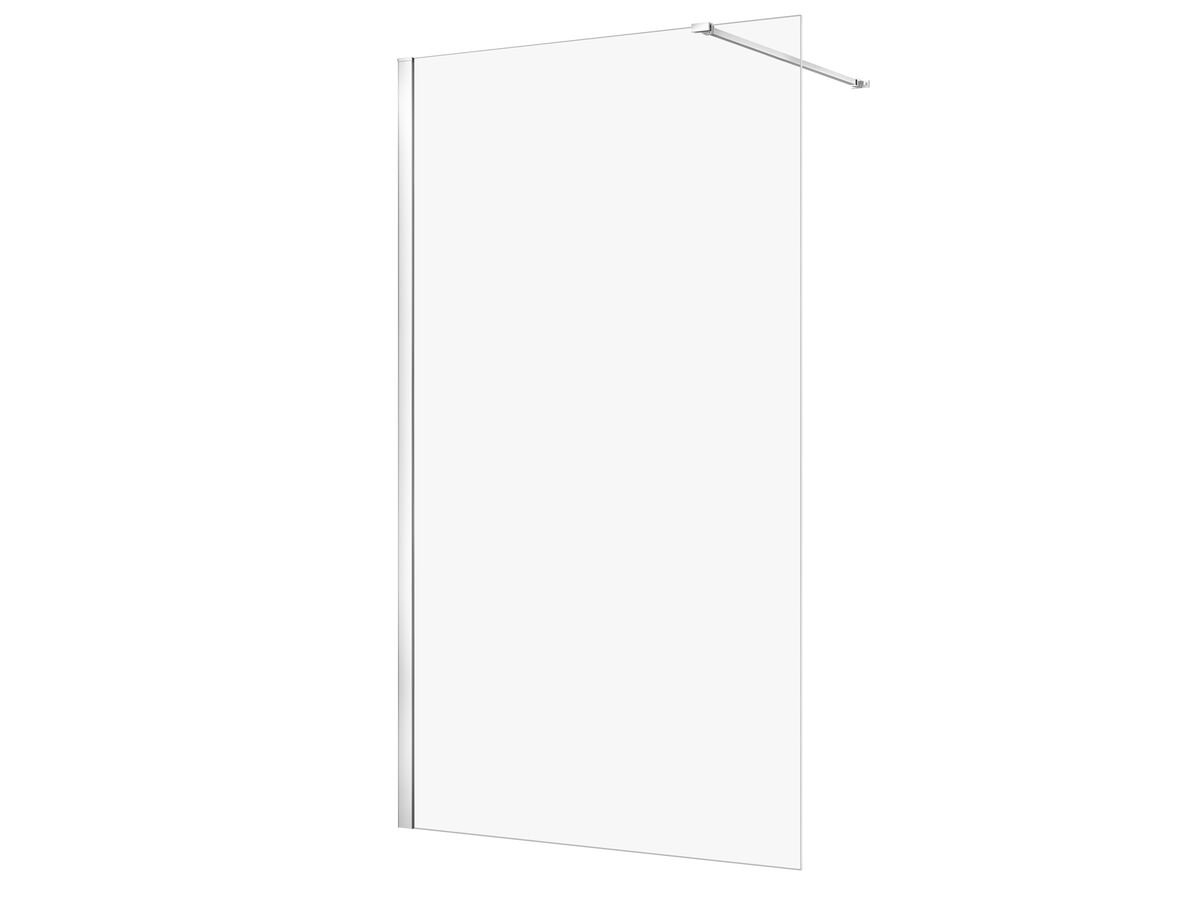 reece Kado Lux Frameless Rectangular Panel with Wall Channel Clear Glass 1200mm Chrome