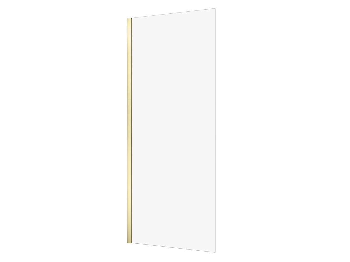 reece Kado Lux Frameless Rectangular Panel with Wall Channel Clear Glass 900mm Brushed Brass
