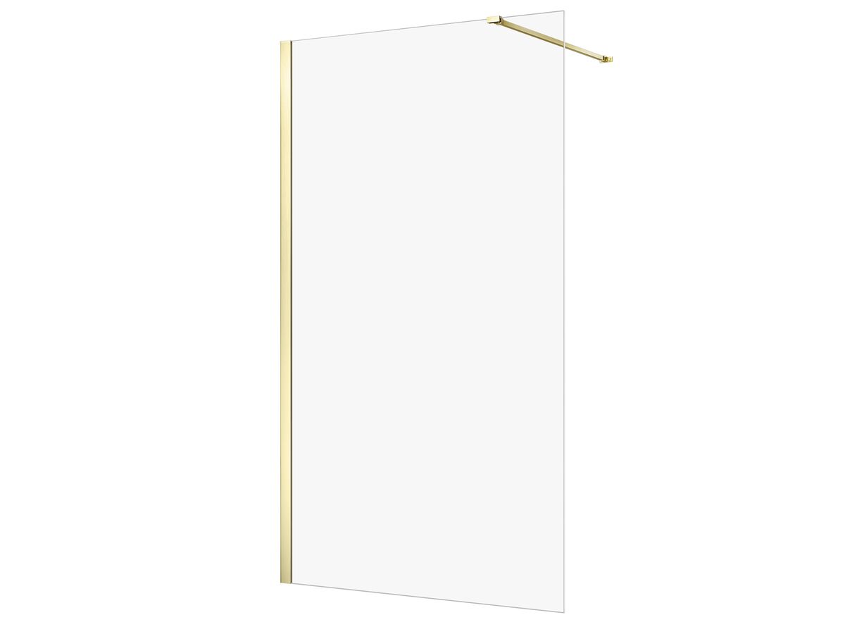 reece Kado Lux Frameless Rectangular Panel with Wall Channel Clear Glass 1200mm Brushed Brass