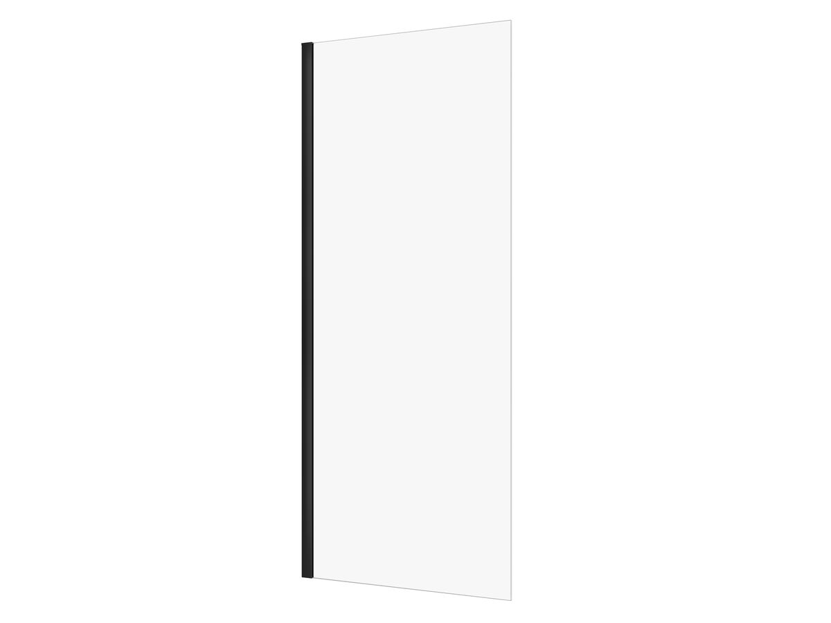 reece Kado Lux Frameless Rectangular Panel with Wall Channel Clear Glass 900mm Matte Black