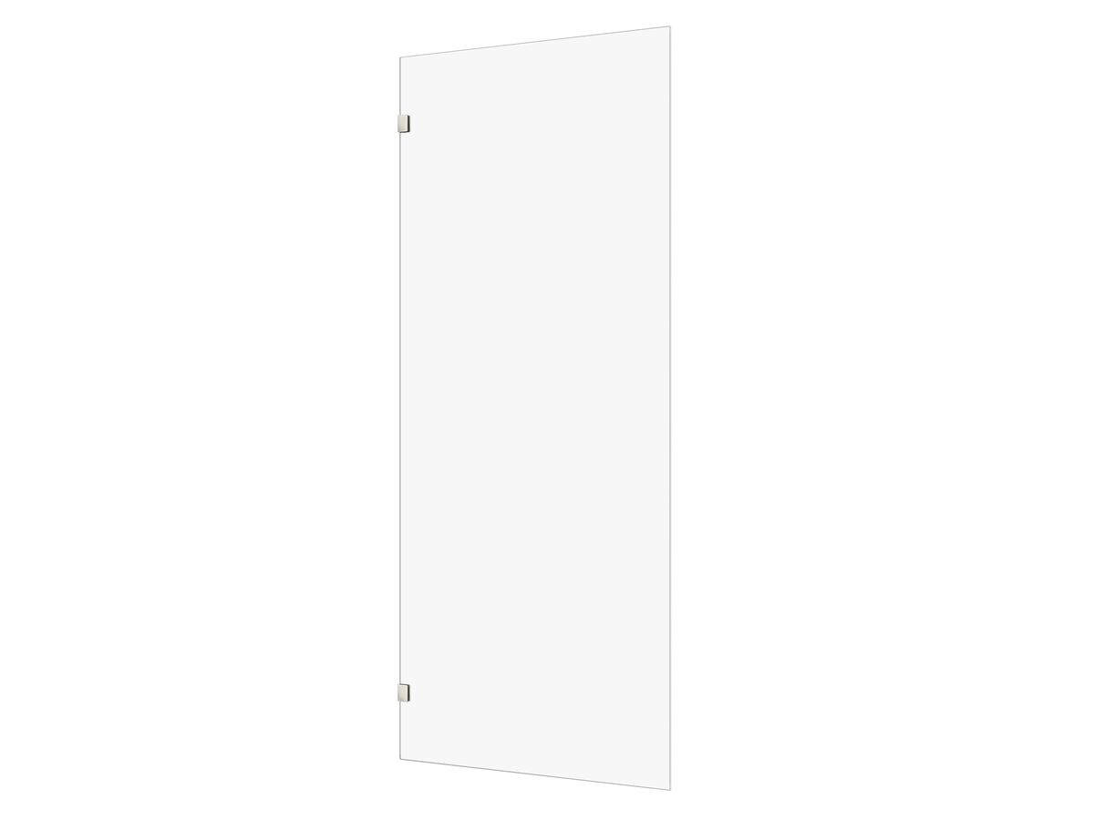reece Kado Lux Frameless Rectangular Panel with Wall Clips Clear Glass 900mm Brushed Nickel