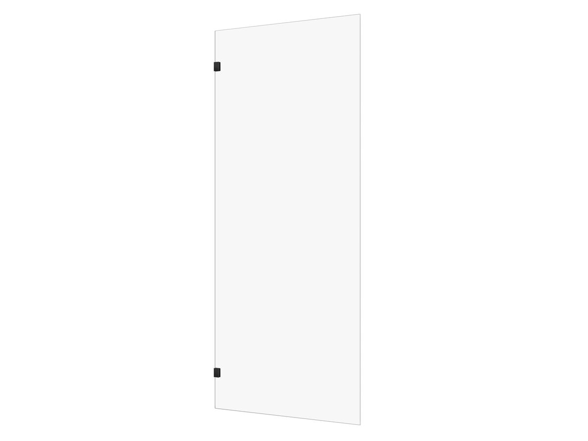 reece Kado Lux Frameless Rectangular Panel with Wall Clips Clear Glass 900mm Matte Black