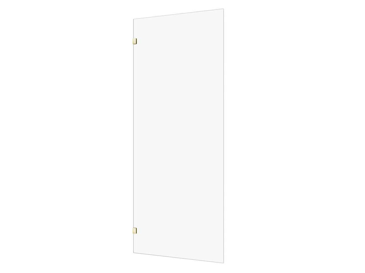 reece Kado Lux Frameless Rectangular Panel with Wall Clips Clear Glass 900mm Brushed Brass