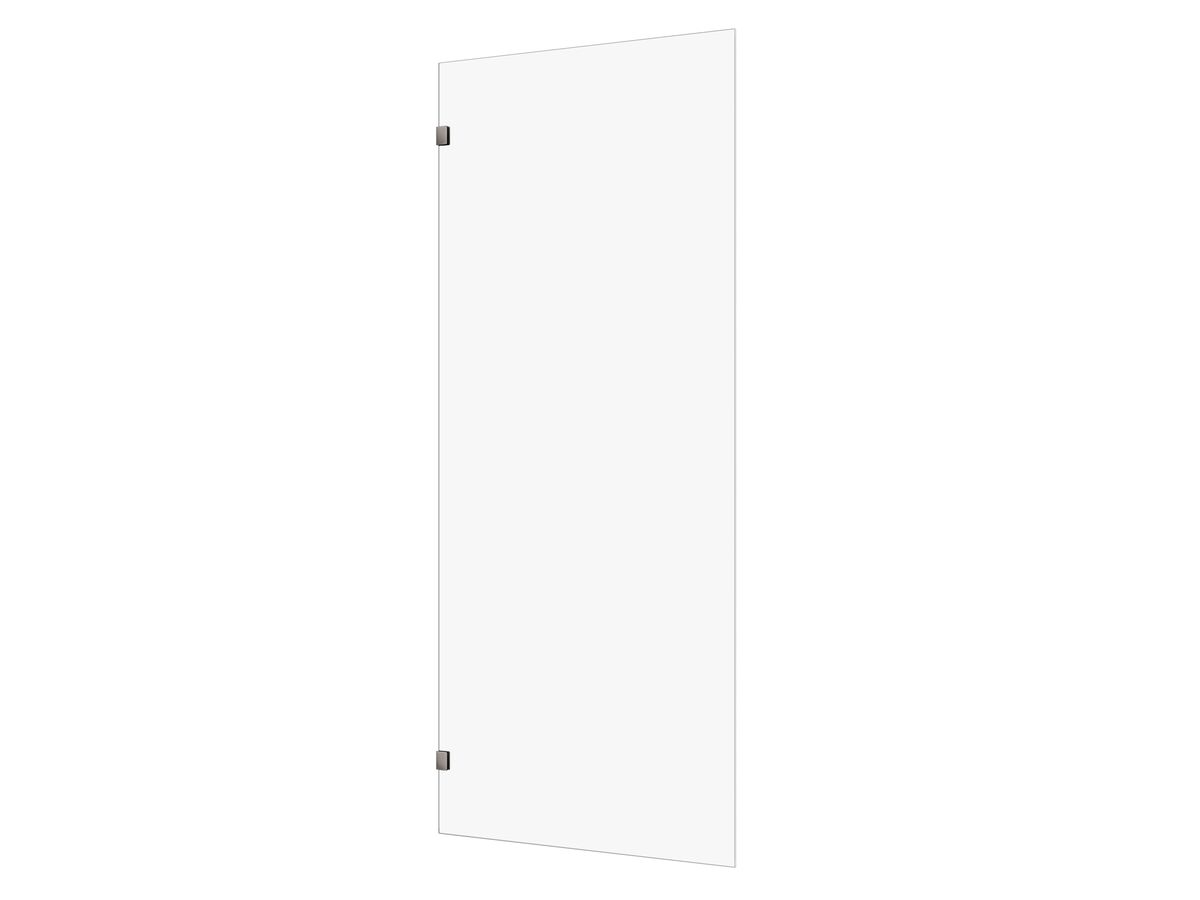 reece Kado Lux Frameless Rectangular Panel with Wall Clips Clear Glass 900mm Brushed Gunmetal