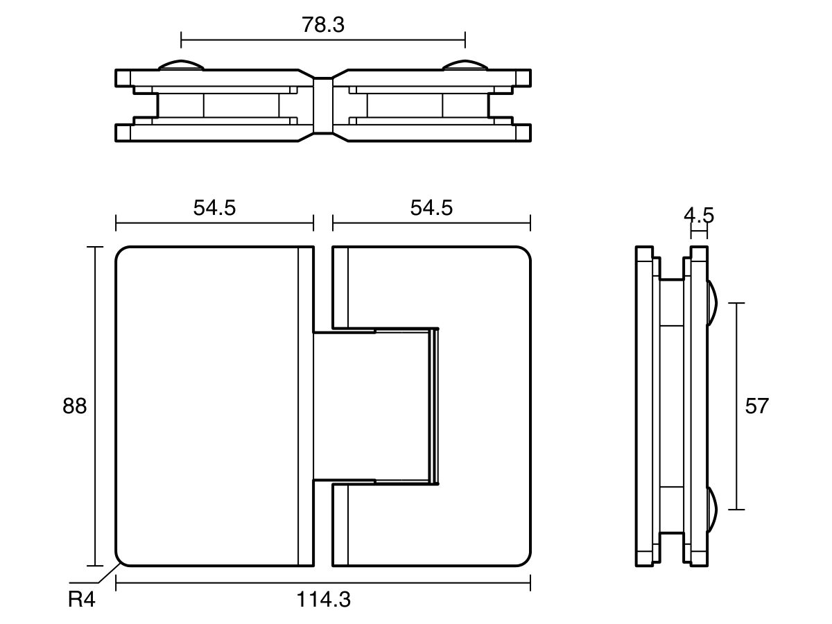 Reece Kado Lux Frameless Shower Screen Hinges (2) Brushed Gunmetal