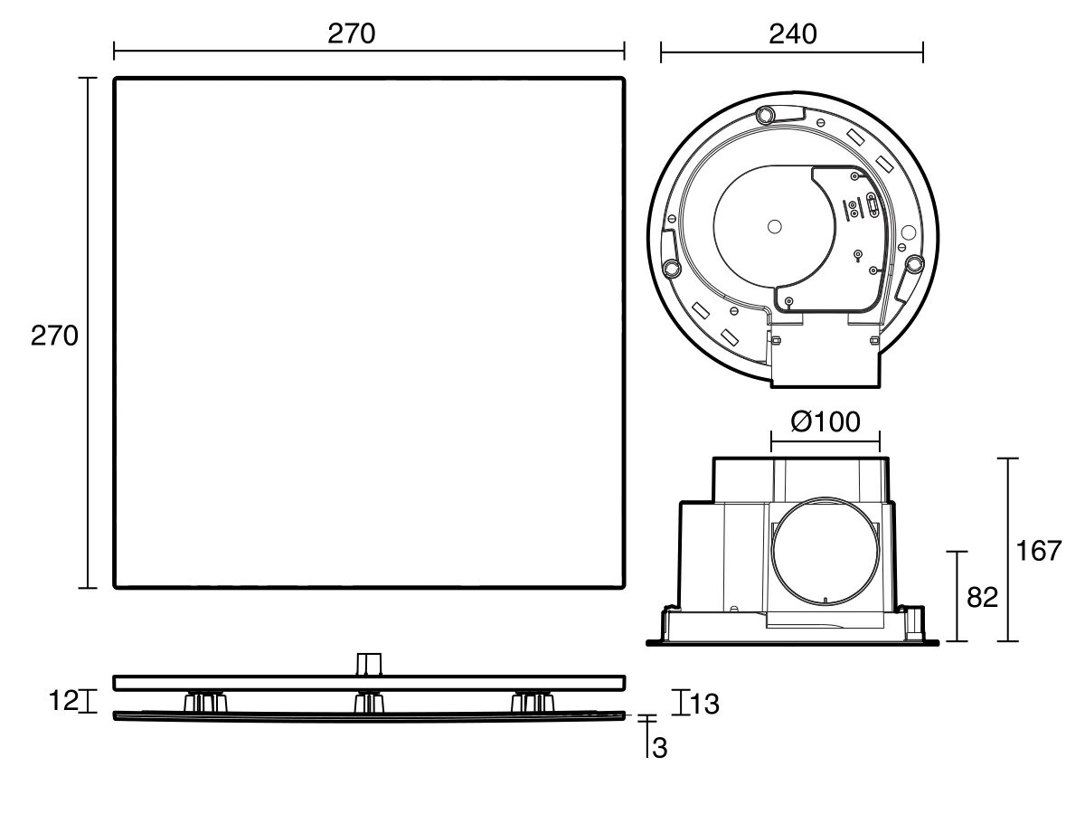 Reece Kado Lux HiFlow 200 Exhaust Fan Square Matte White