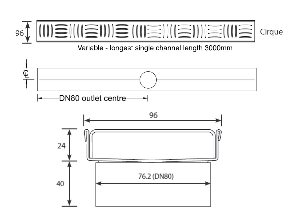 Reece Kado Lux Oval Shower Channel Custom Welded Ends Made To Length Satin