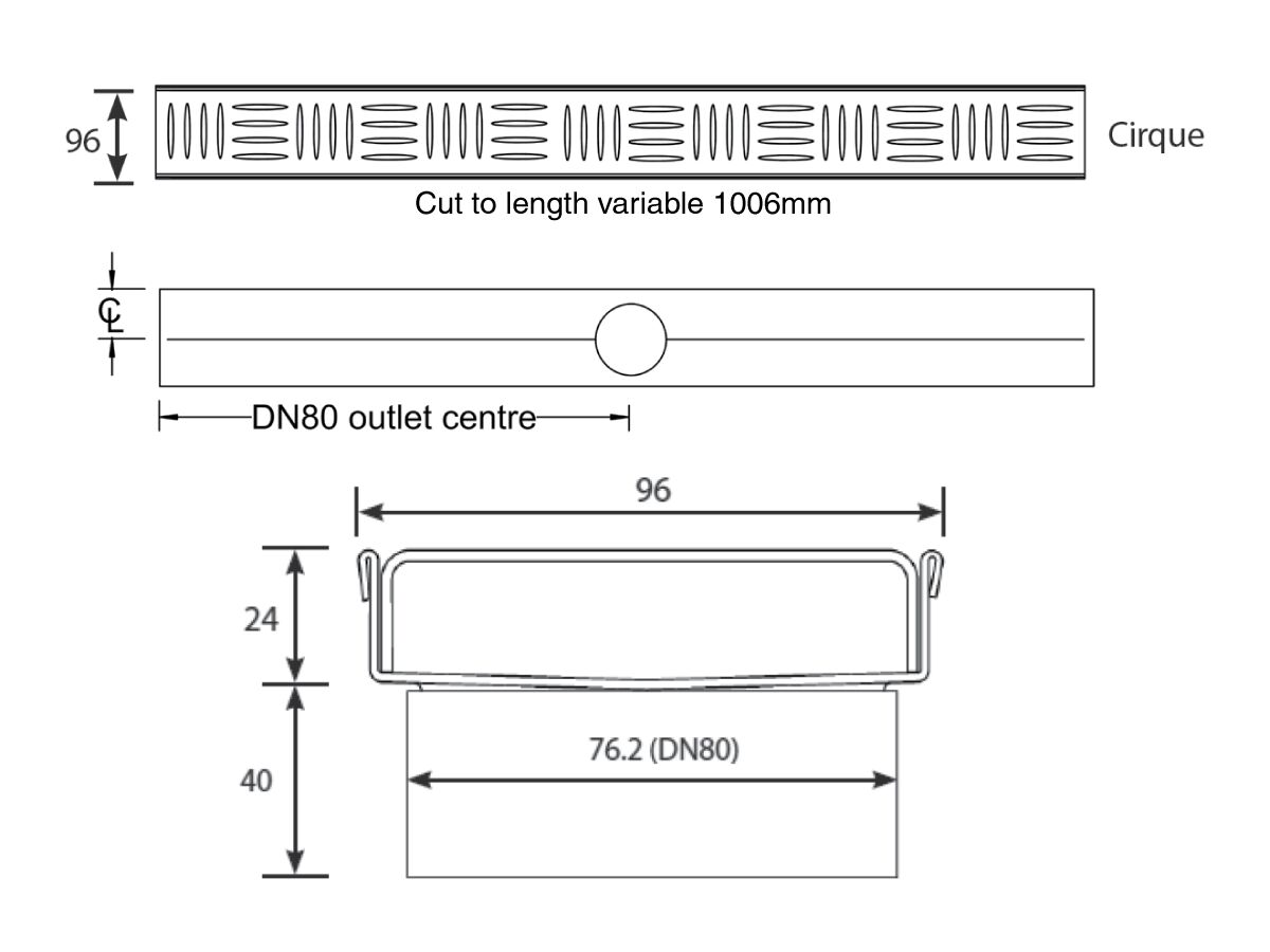 Reece Kado Lux Oval Shower Channel Kit Satin 1000mm