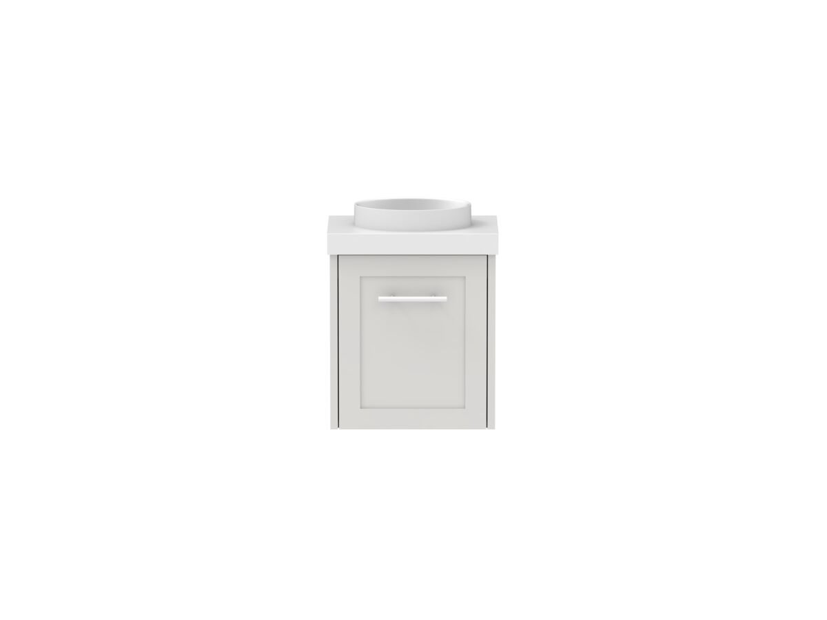 reece Kado Lux Petite 400mm Wall Hung Vanity Centre Basin 50mm Caesarstone Mineral Top (Basin Included)