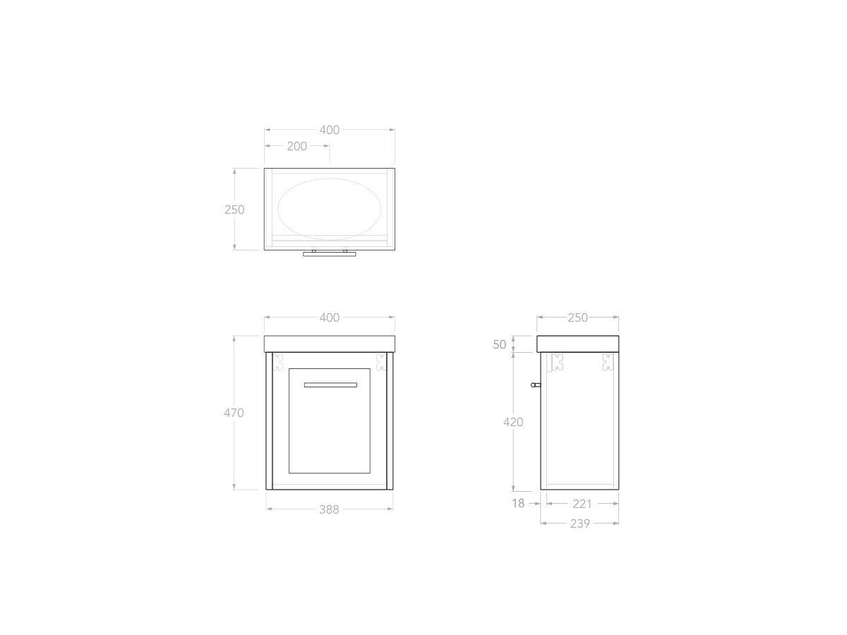 Reece Kado Lux Petite 400mm Wall Hung Vanity Centre Basin 50mm Durasein Top (Basin Included)