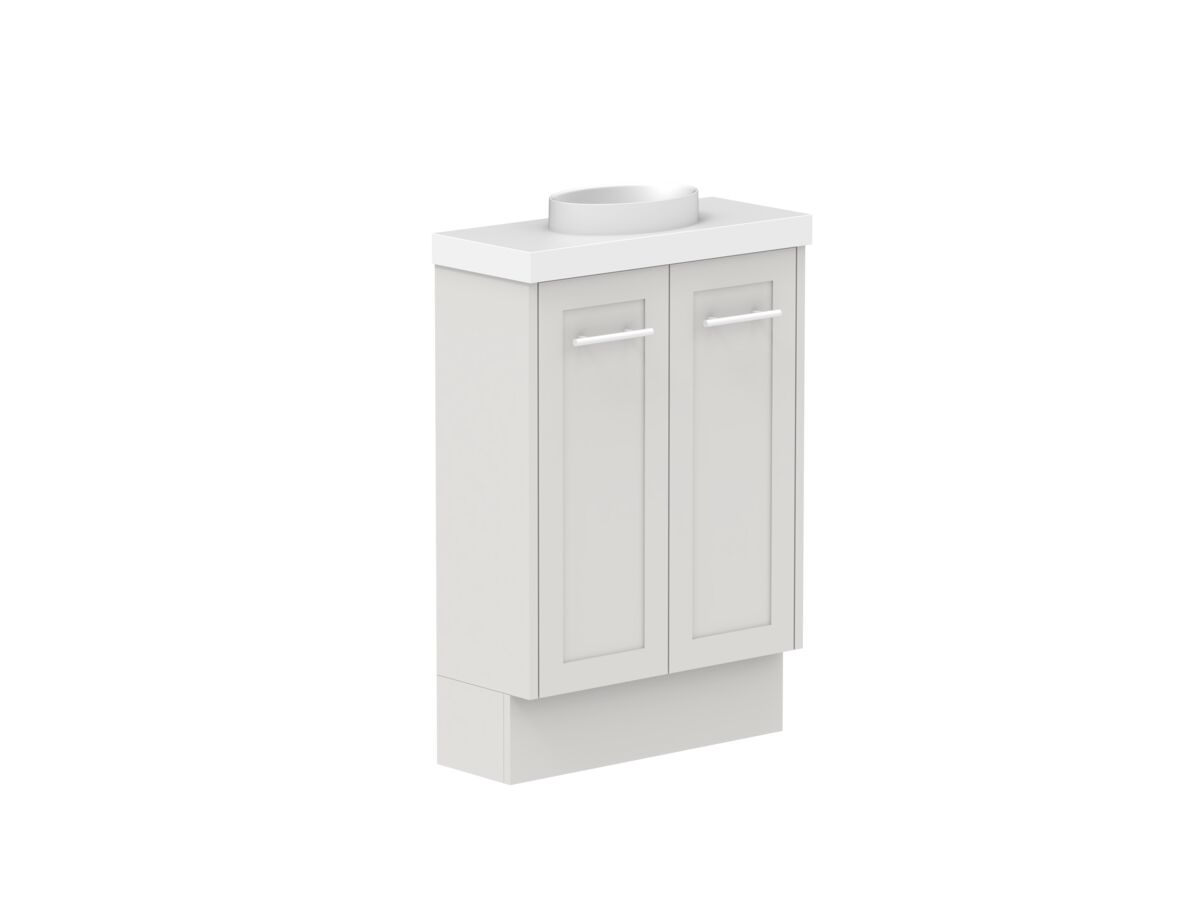 Reece Kado Lux Petite 600mm Floor Mounted Vanity Centre Basin 50mm Caesarstone Mineral Top (Basin Included)