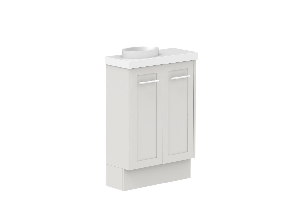 Reece Kado Lux Petite 600mm Floor Mounted Vanity Left Hand Basin 50mm Cherry Pie Top (Basin Included)