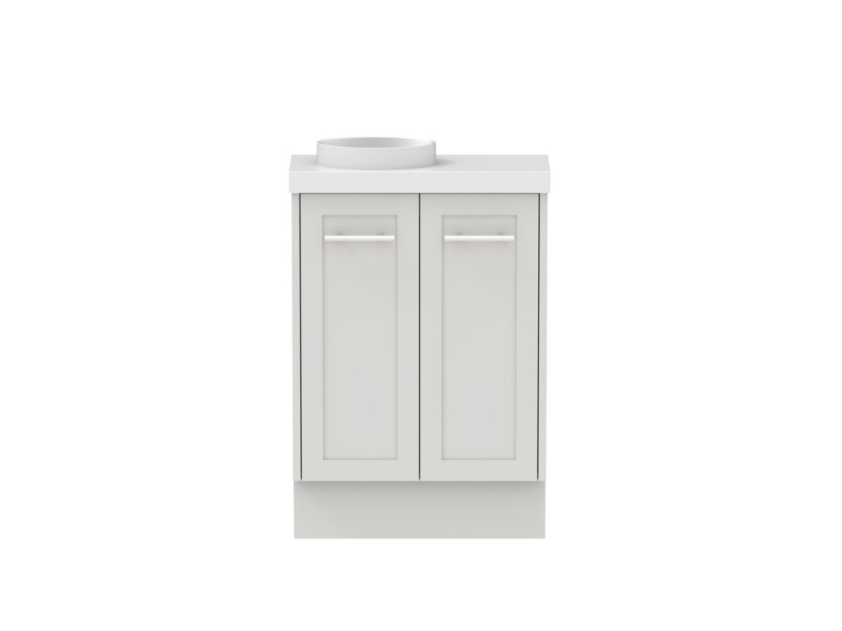 reece Kado Lux Petite 600mm Floor Mounted Vanity Left Hand Basin 50mm Caesarstone Mineral Top (Basin Included)