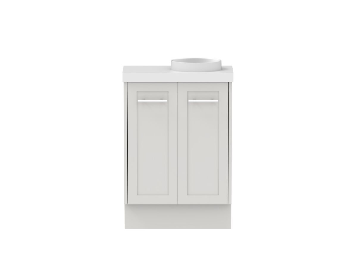 reece Kado Lux Petite 600mm Floor Mounted Vanity Right Hand Basin 50mm Caesarstone Mineral Top (Basin Included)