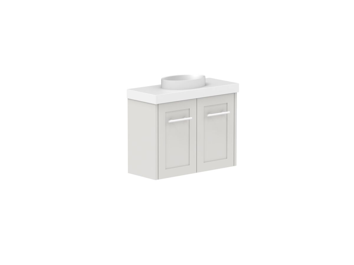 Reece Kado Lux Petite 600mm Wall Hung Vanity Centre Basin 50mm Caesarstone Mineral Top (Basin Included)