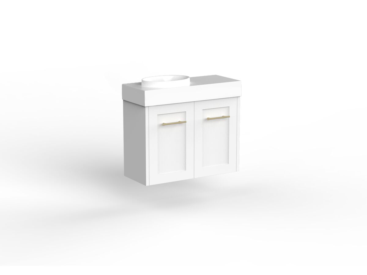 Reece Kado Lux Petite 600mm Wall Hung Vanity Left Hand Basin 90mm Cherry Pie Top (Basin Included)