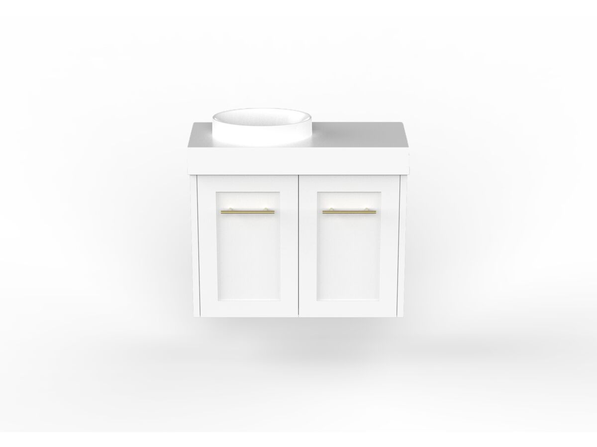 reece Kado Lux Petite 600mm Wall Hung Vanity Left Hand Basin 90mm Cherry Pie Top (Basin Included)