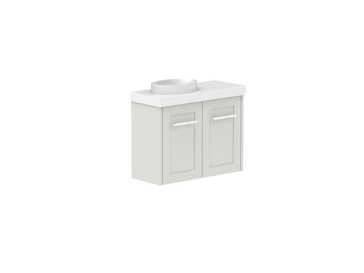 Reece Kado Lux Petite 600mm Wall Hung Vanity Left Hand Basin 50mm Caesarstone Mineral Top (Basin Included)