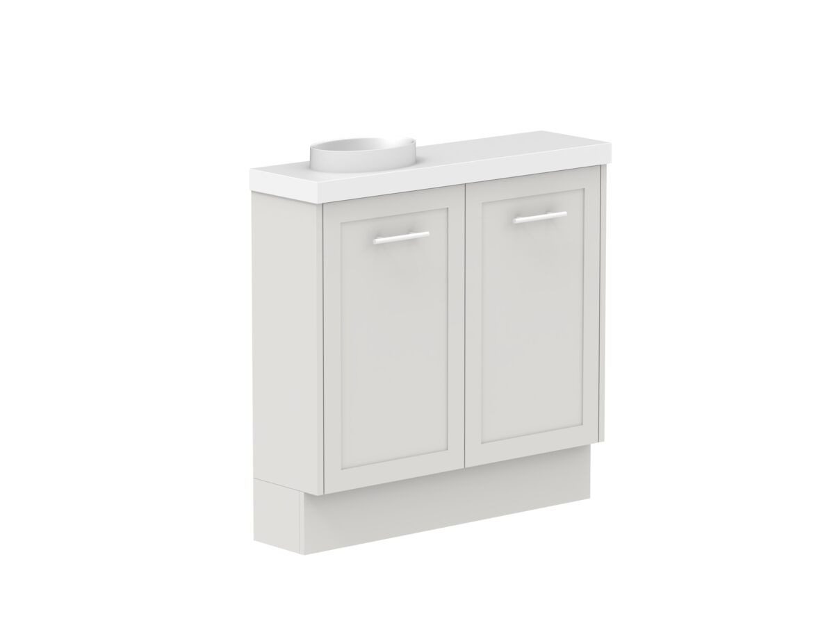 Reece Kado Lux Petite 900mm Floor Mounted Vanity Left Hand Basin 50mm Caesarstone Mineral Top (Basin Included)