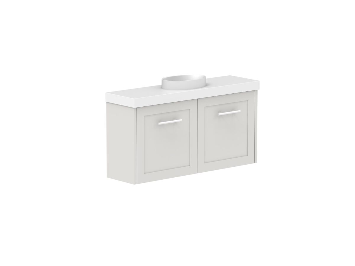 Reece Kado Lux Petite 900mm Wall Hung Vanity Centre Basin 50mm Caesarstone Mineral Top (Basin Included)