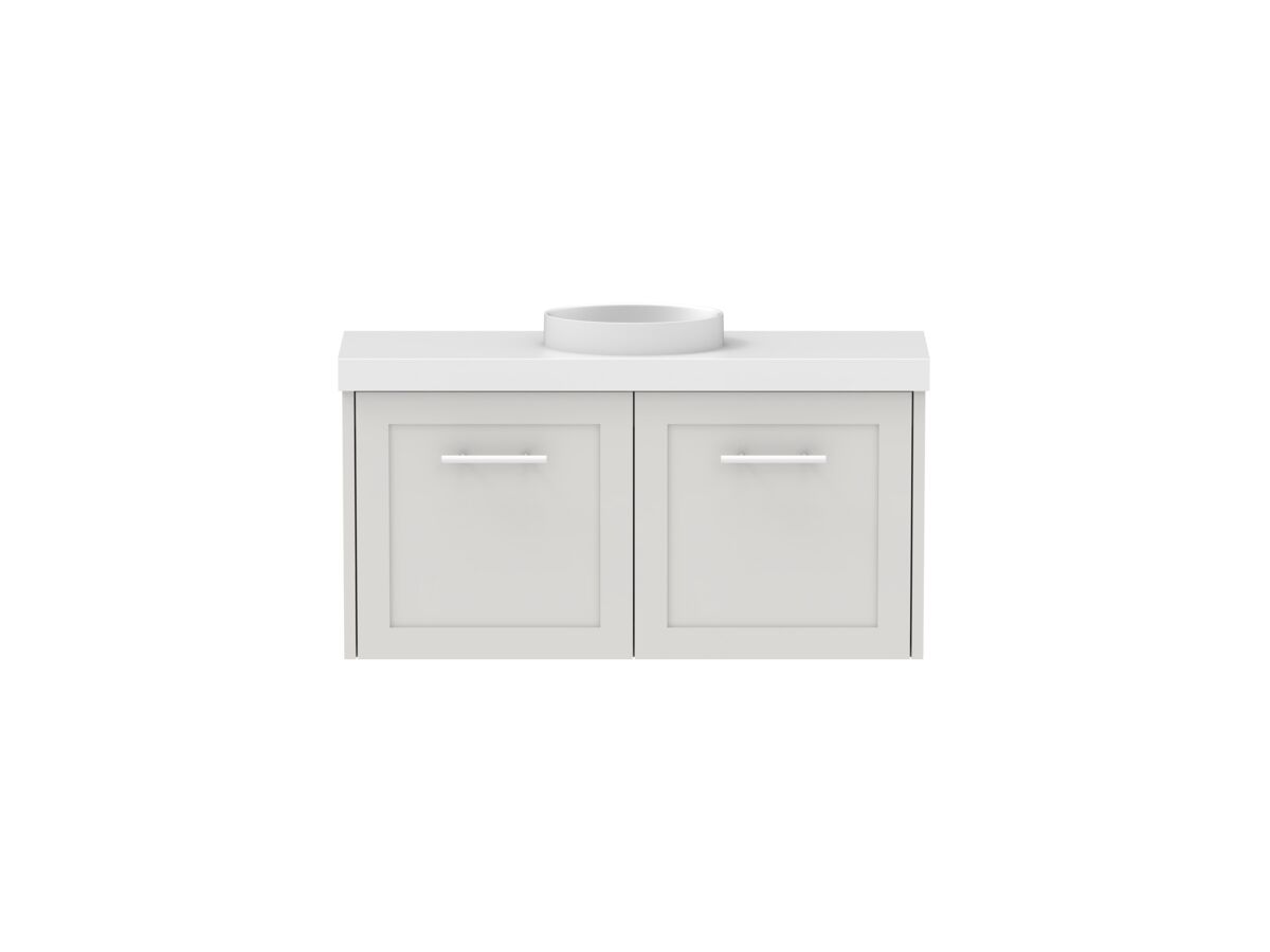 reece Kado Lux Petite 900mm Wall Hung Vanity Centre Basin 50mm Caesarstone Mineral Top (Basin Included)