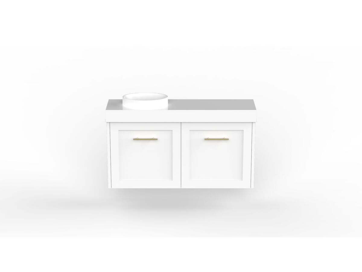 reece Kado Lux Petite 900mm Wall Hung Vanity Left Hand Basin 90mm Cherry Pie Top (Basin Included)