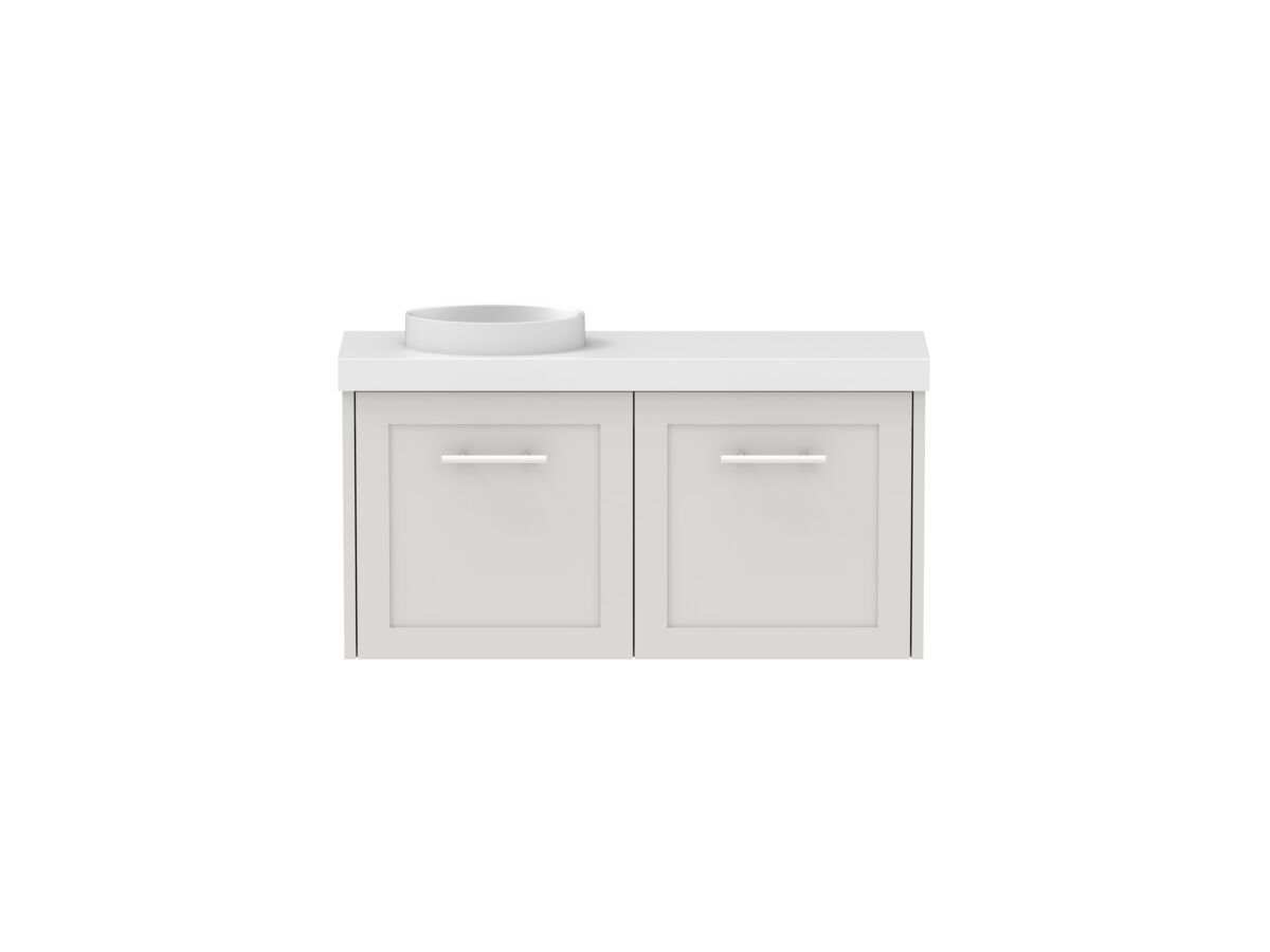 reece Kado Lux Petite 900mm Wall Hung Vanity Left Hand Basin 50mm Caesarstone Mineral Top (Basin Included)