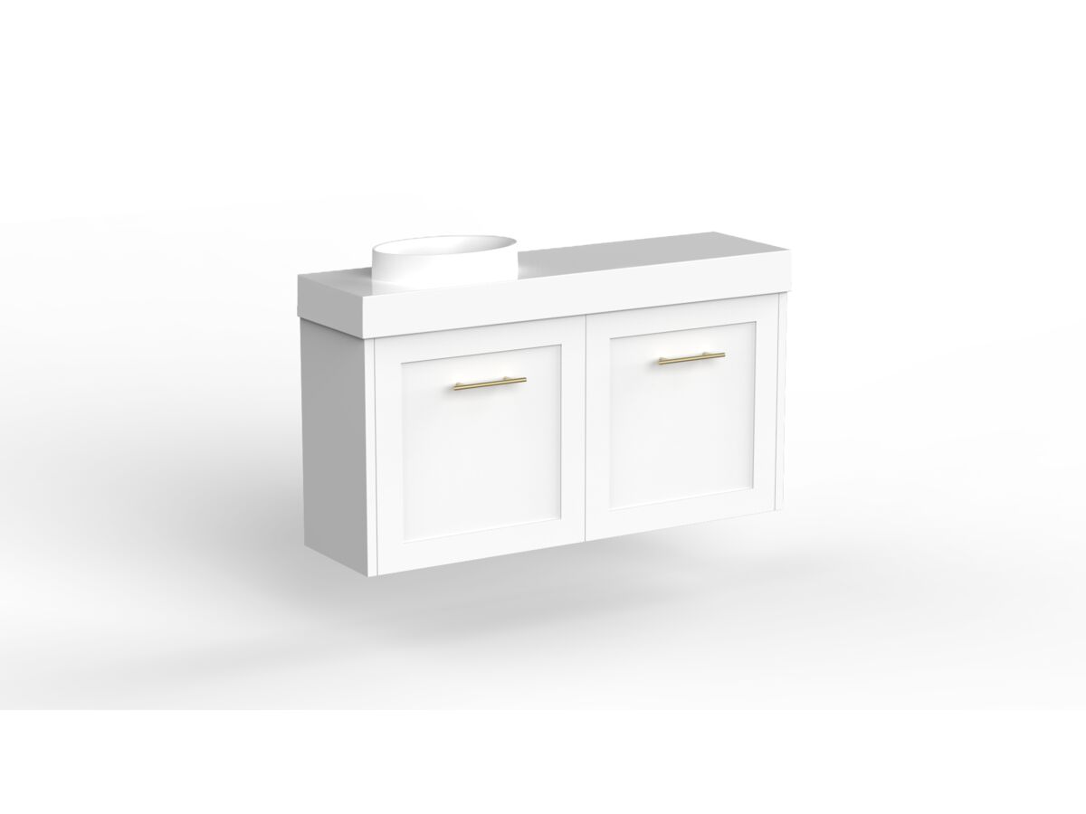 Reece Kado Lux Petite 900mm Wall Hung Vanity Left Hand Basin 90mm Cherry Pie Top (Basin Included)