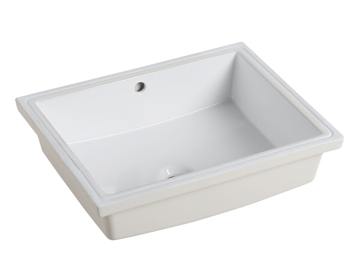 reece Kado Lux Rectangle Under Counter Basin 500mm x 400mm Overflow White