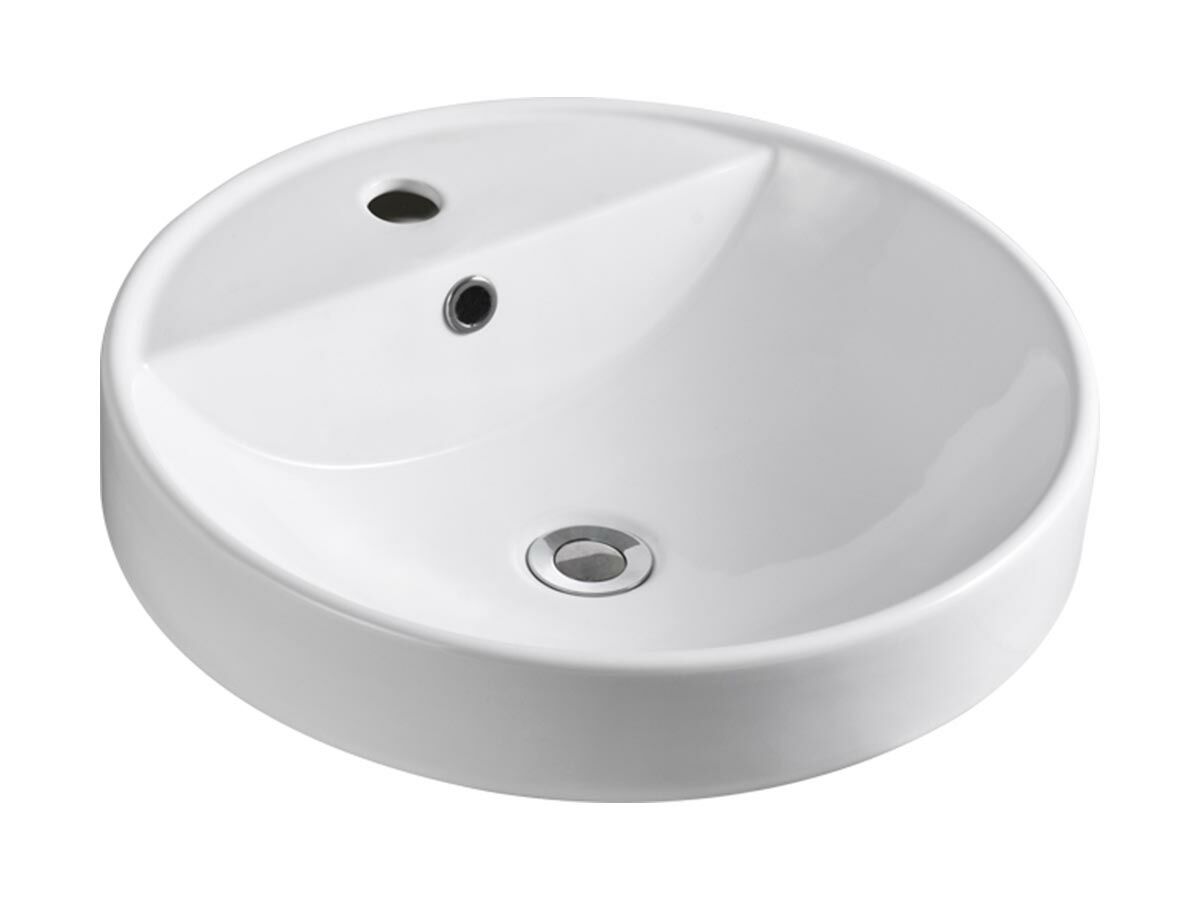Reece Kado Lux Round Semi Inset Basin 1 Taphole 460mm White With Overflow
