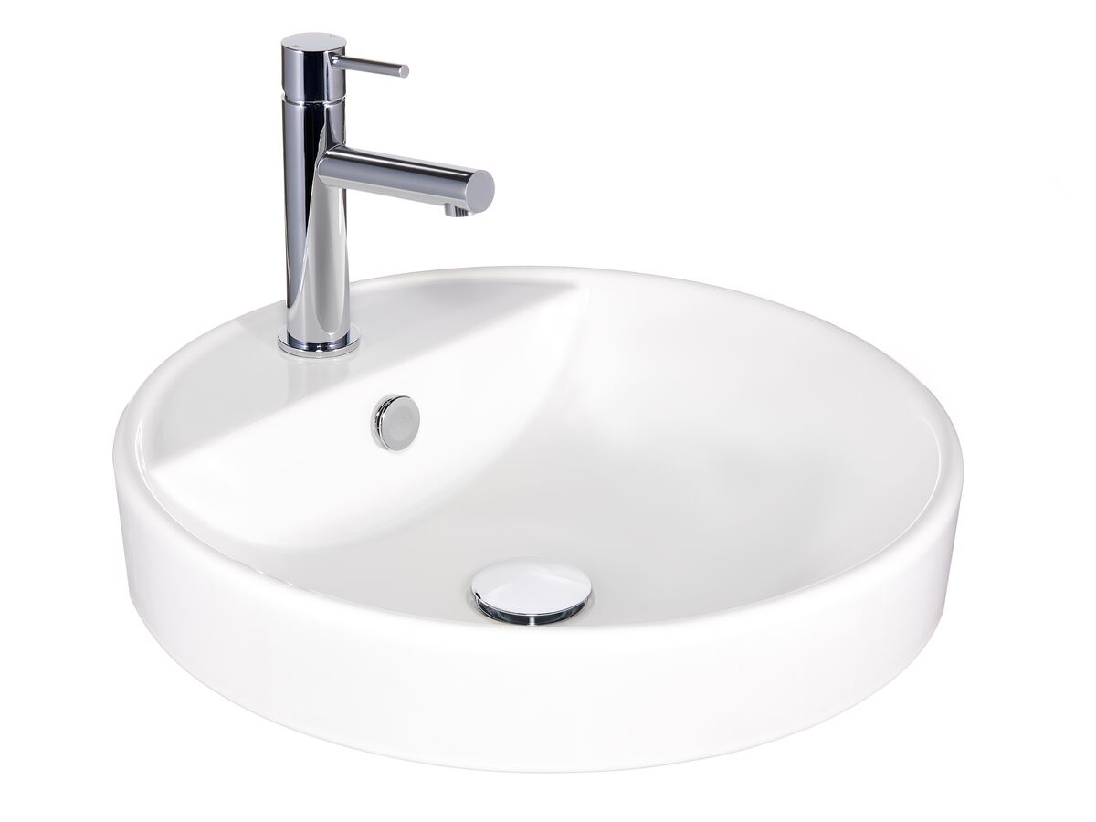 reece Kado Lux Round Semi Inset Basin 1 Taphole 460mm White with Overflow reece Kado Lux Round Semi Inset Basin 1 Taphole 460mm White with Overflow