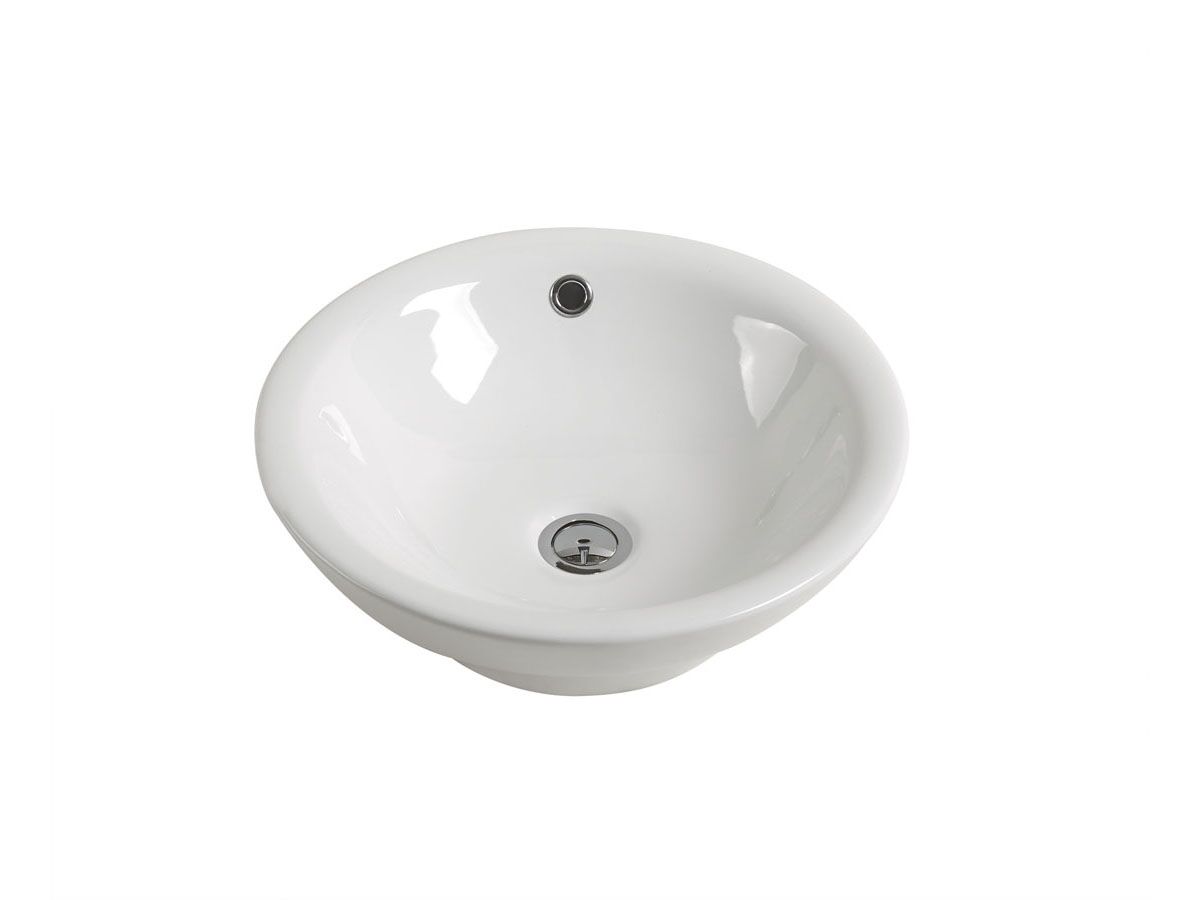 Reece Kado Lux Round Semi Inset Basin 430mm No Taphole White With Overflow
